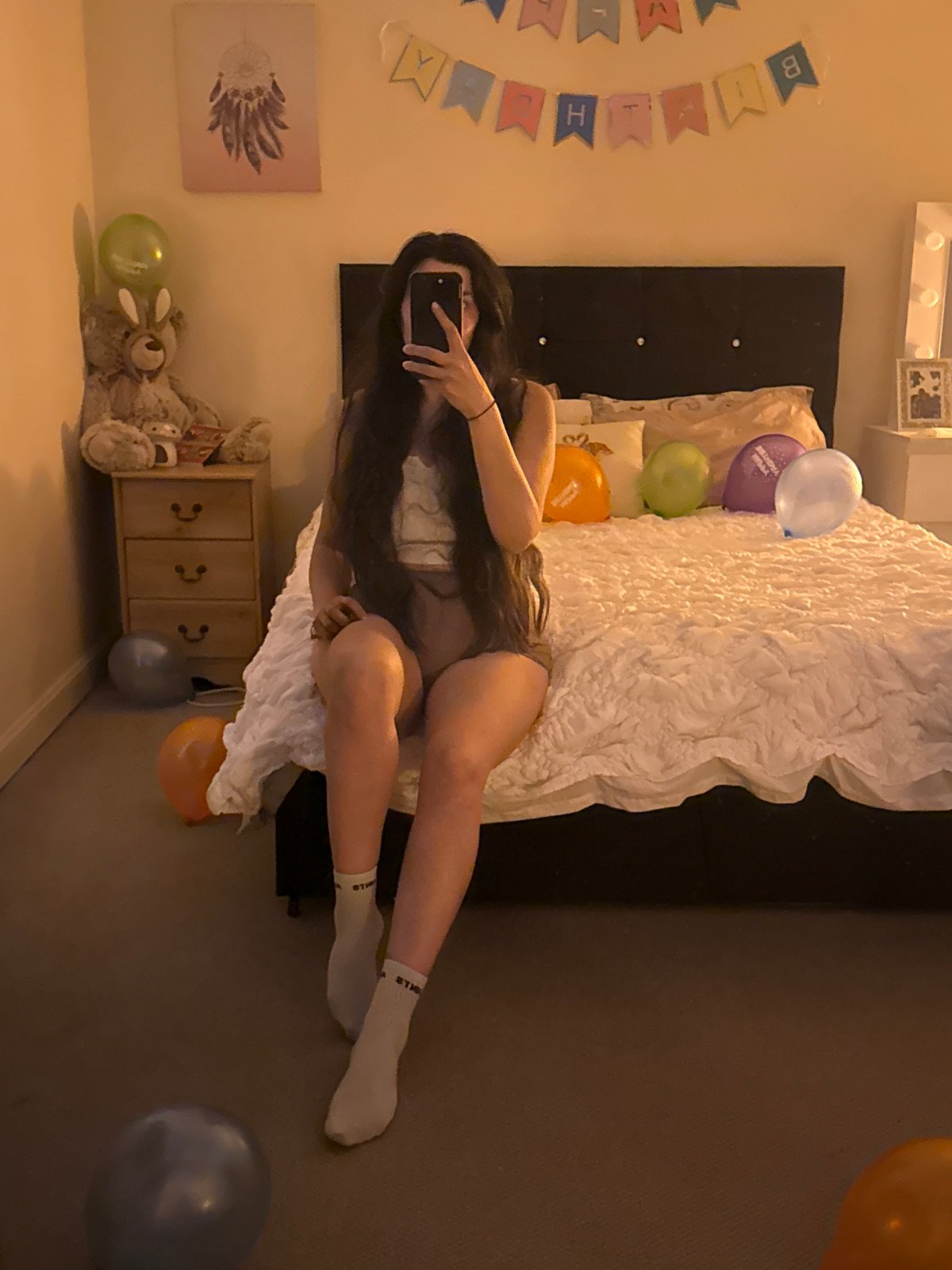Birthday celebration setup observed in Great Yarmouth bedroom