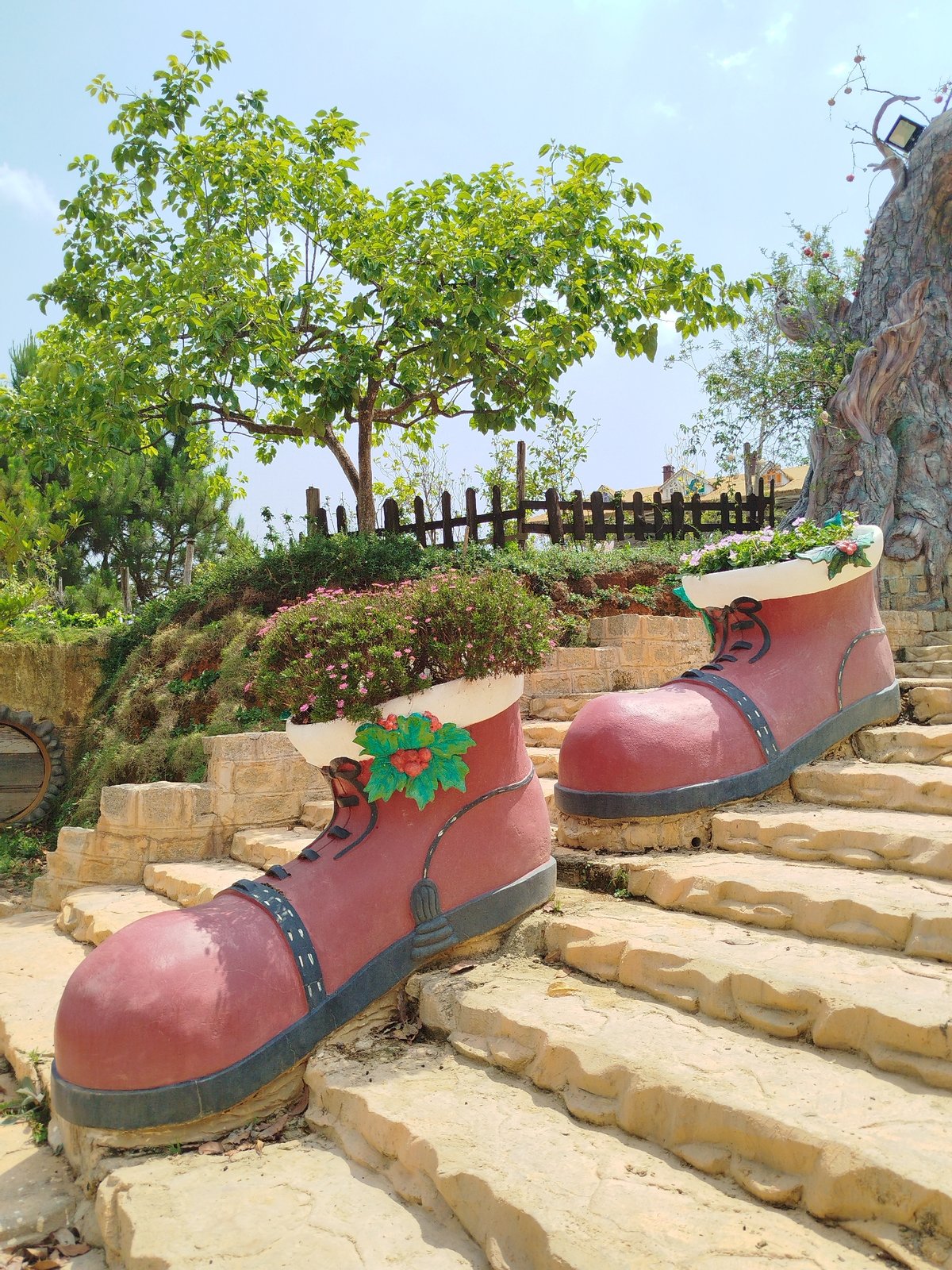 Tourist explores whimsical gardens at Lang Biang resort in Da Lat