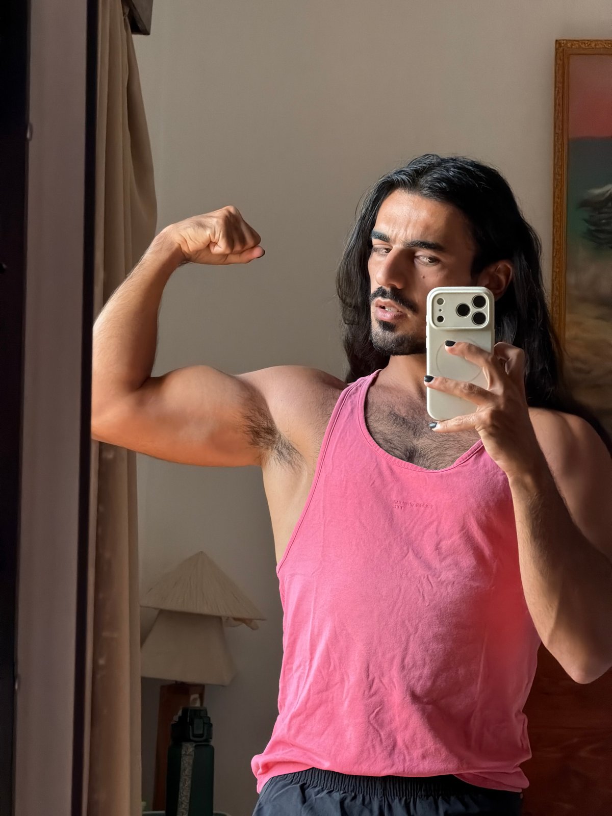 Casual bedroom selfie session in North Kuta, Bali