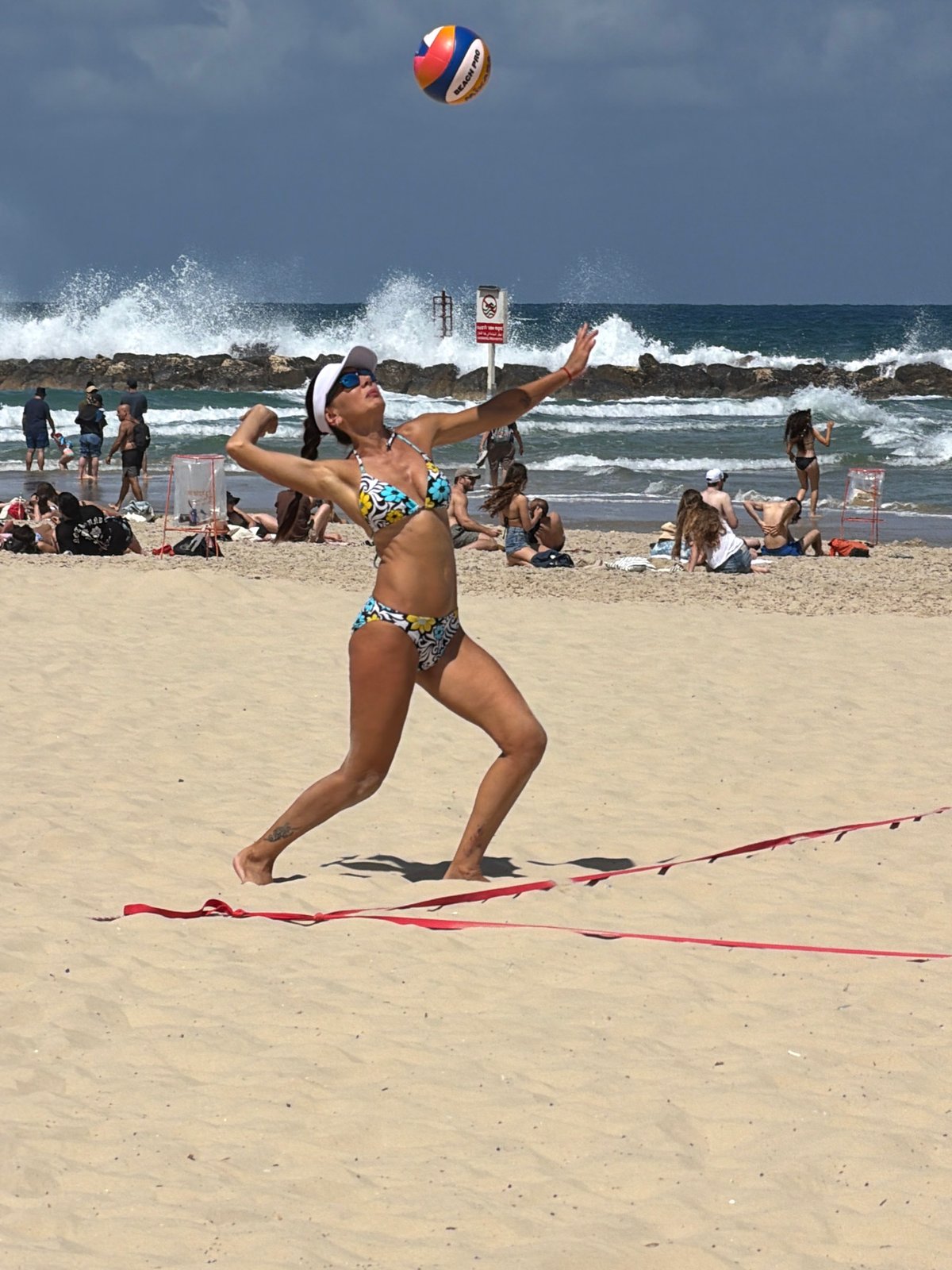 Morning beach sports activity observed along Tel Aviv coastline