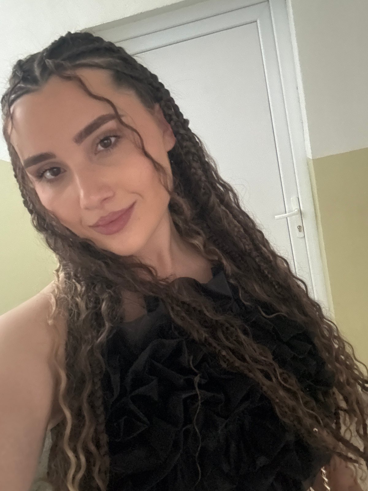 Woman documents morning activities with selfies in Gabrovo, Bulgaria
