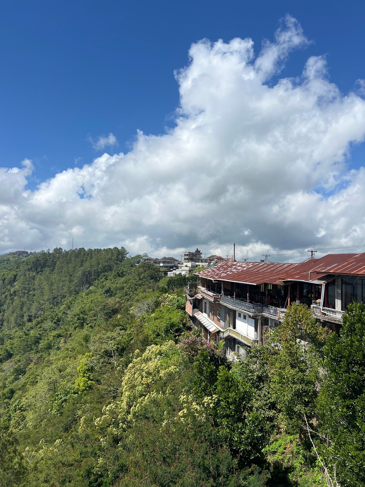 Scooter stop at Kintamani's Mount Batur viewpoint, Bali