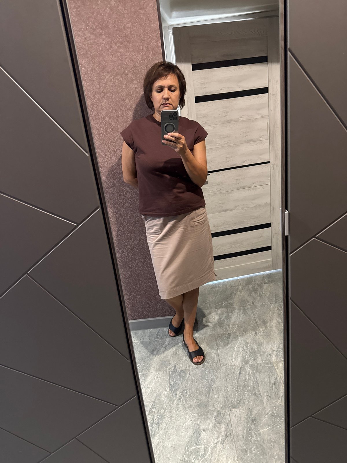 Getting ready at home in Soloneshnoye, Russia