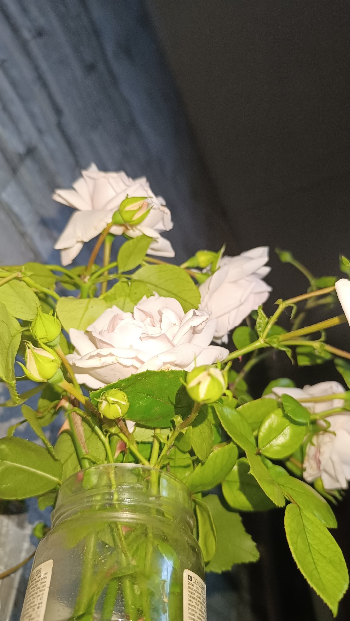 Pink roses and wildflowers arranged indoors in Karsha, Russia