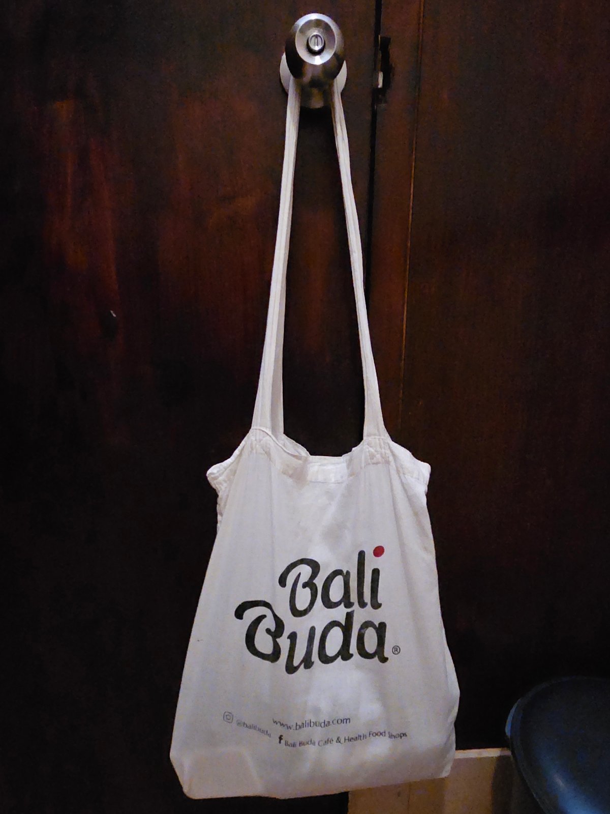 Morning street scenes captured in Denpasar: cat, cow, tote bag