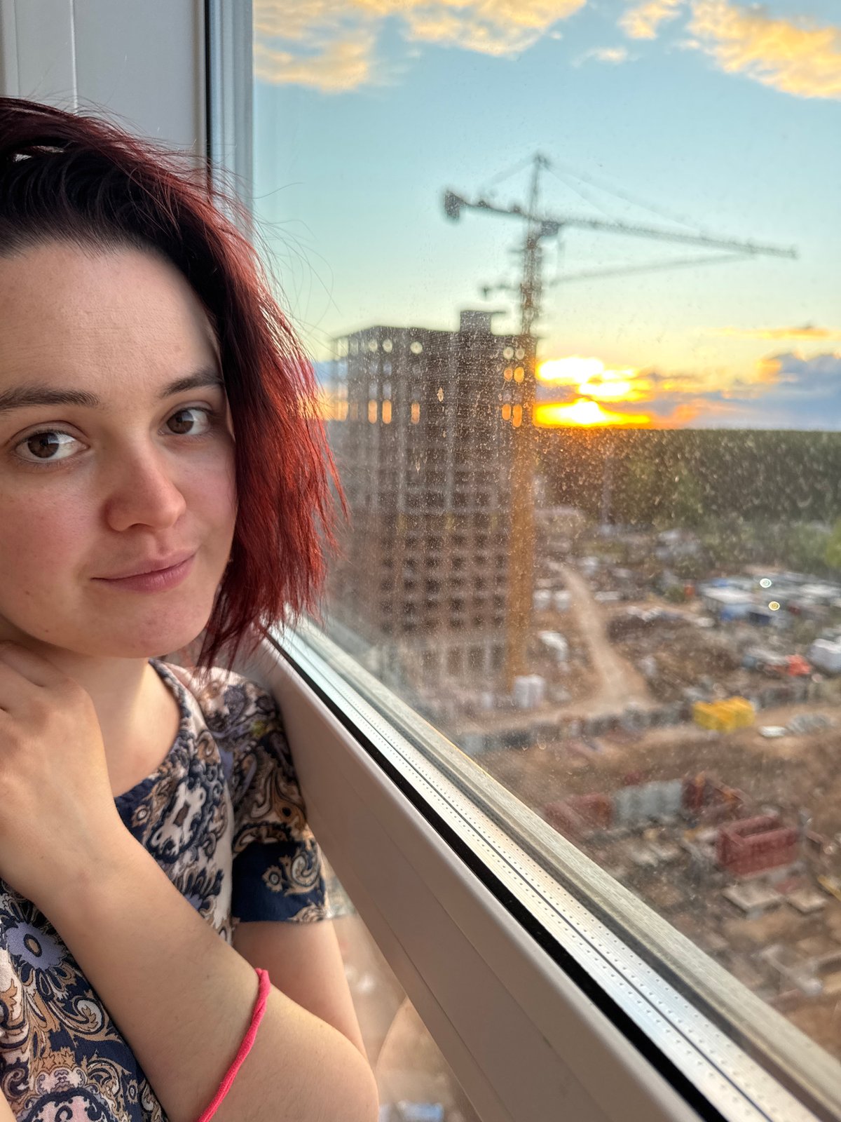 Construction site documented at sunset in Izhevsk, Russia