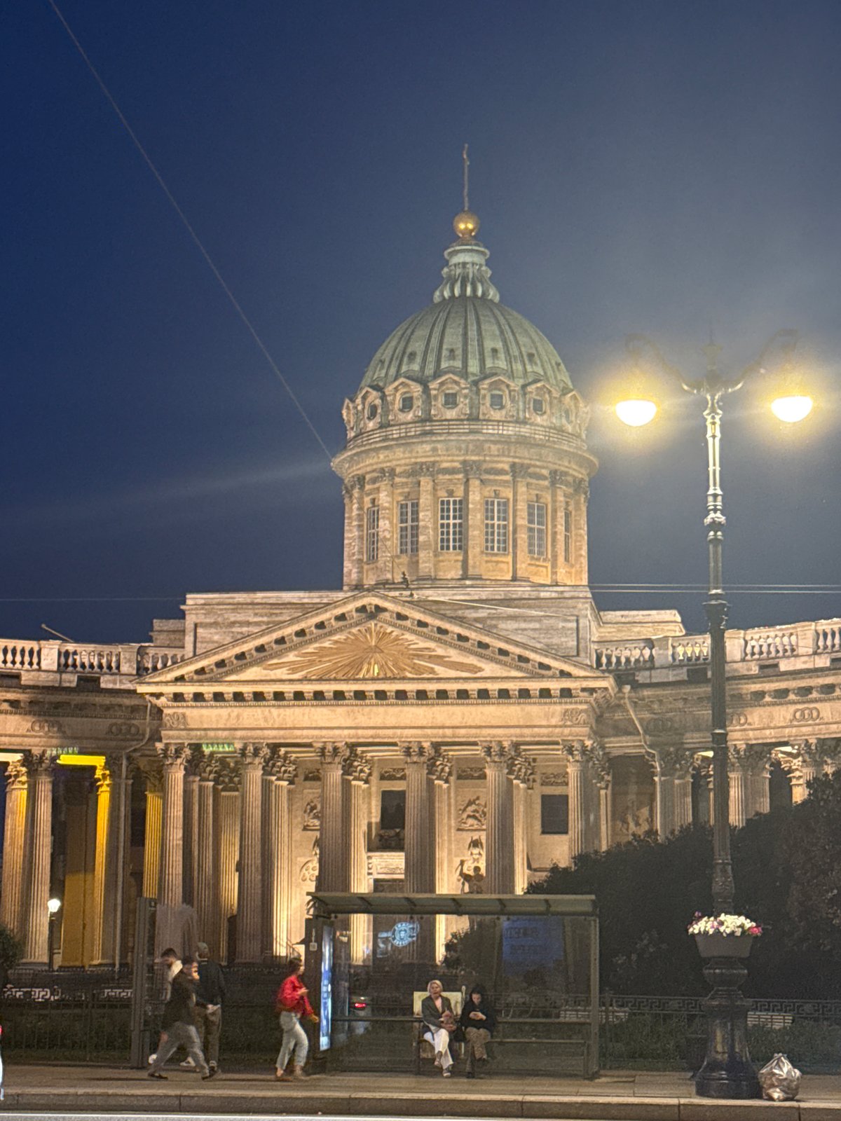 Kazan Cathedral glowing at dusk, Saint Petersburg