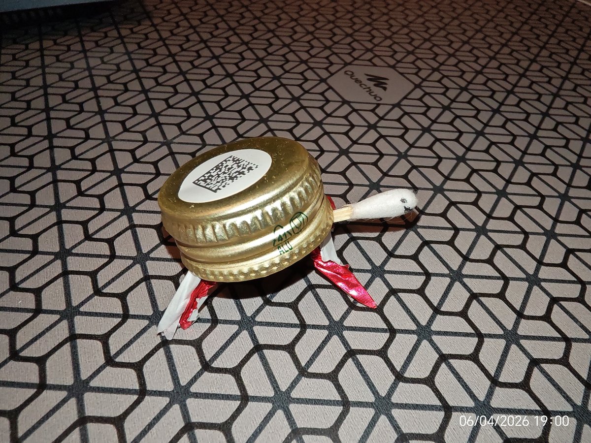 Homemade turtle figurine made from bottle cap documented