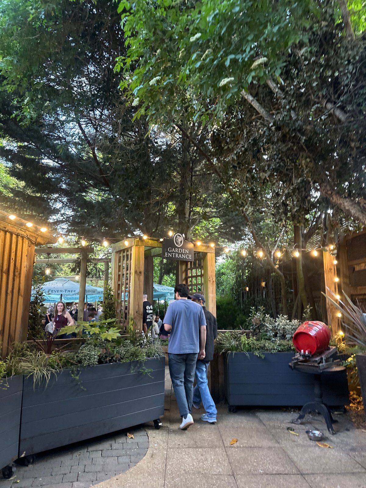 Outdoor dining scenes documented in London beer garden