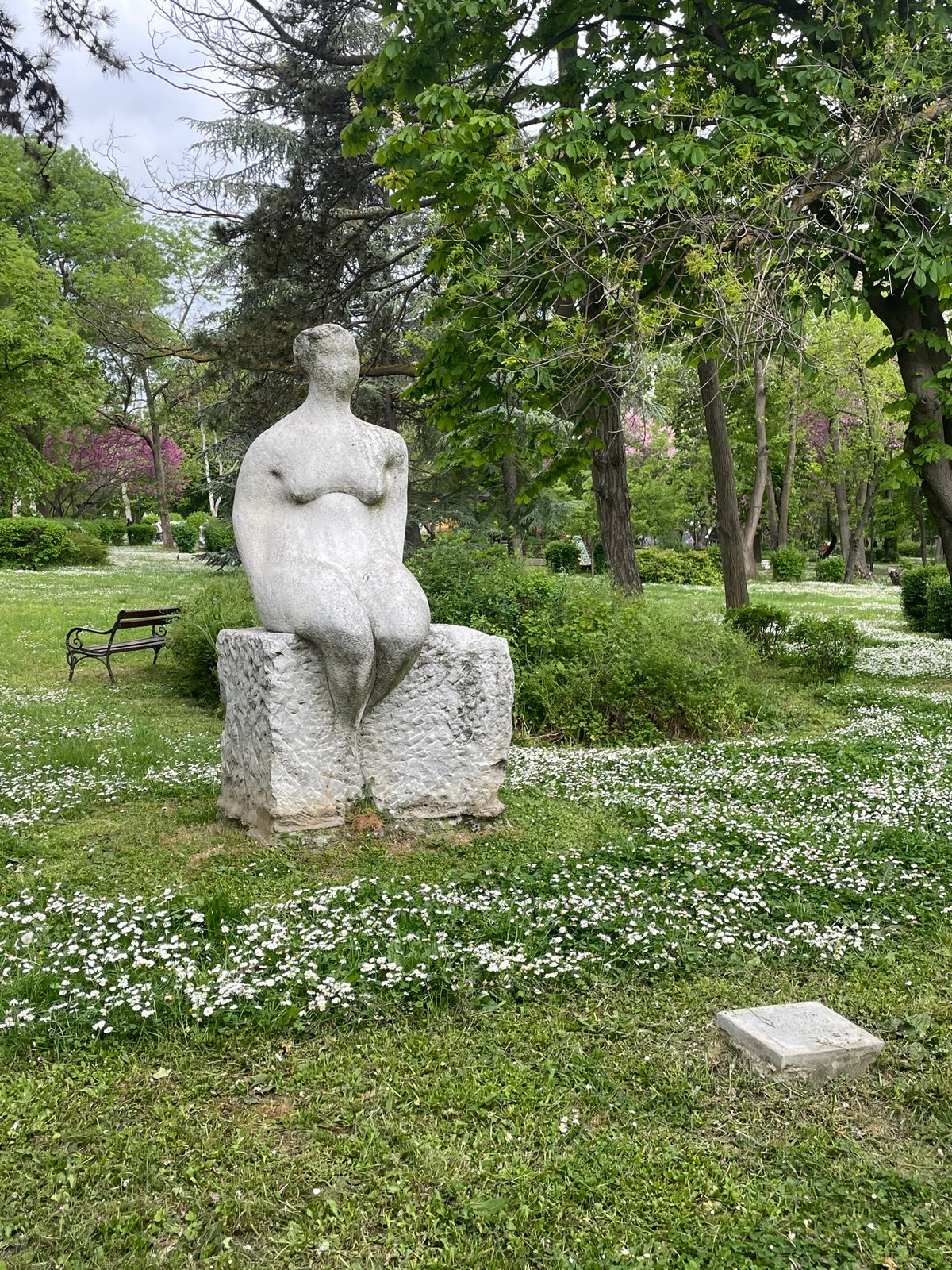 Spring park walk documented in coastal Burgas, Bulgaria