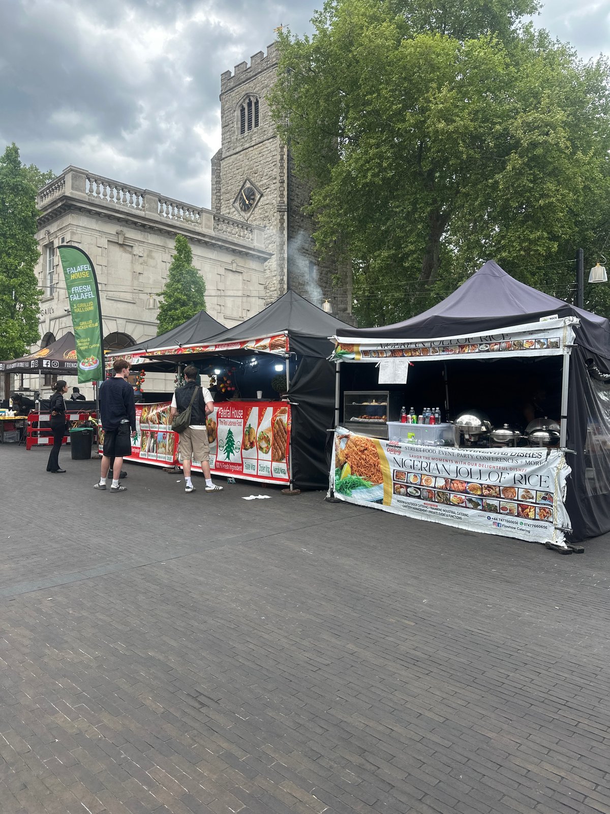 Food stalls including Falafel House spotted at London market