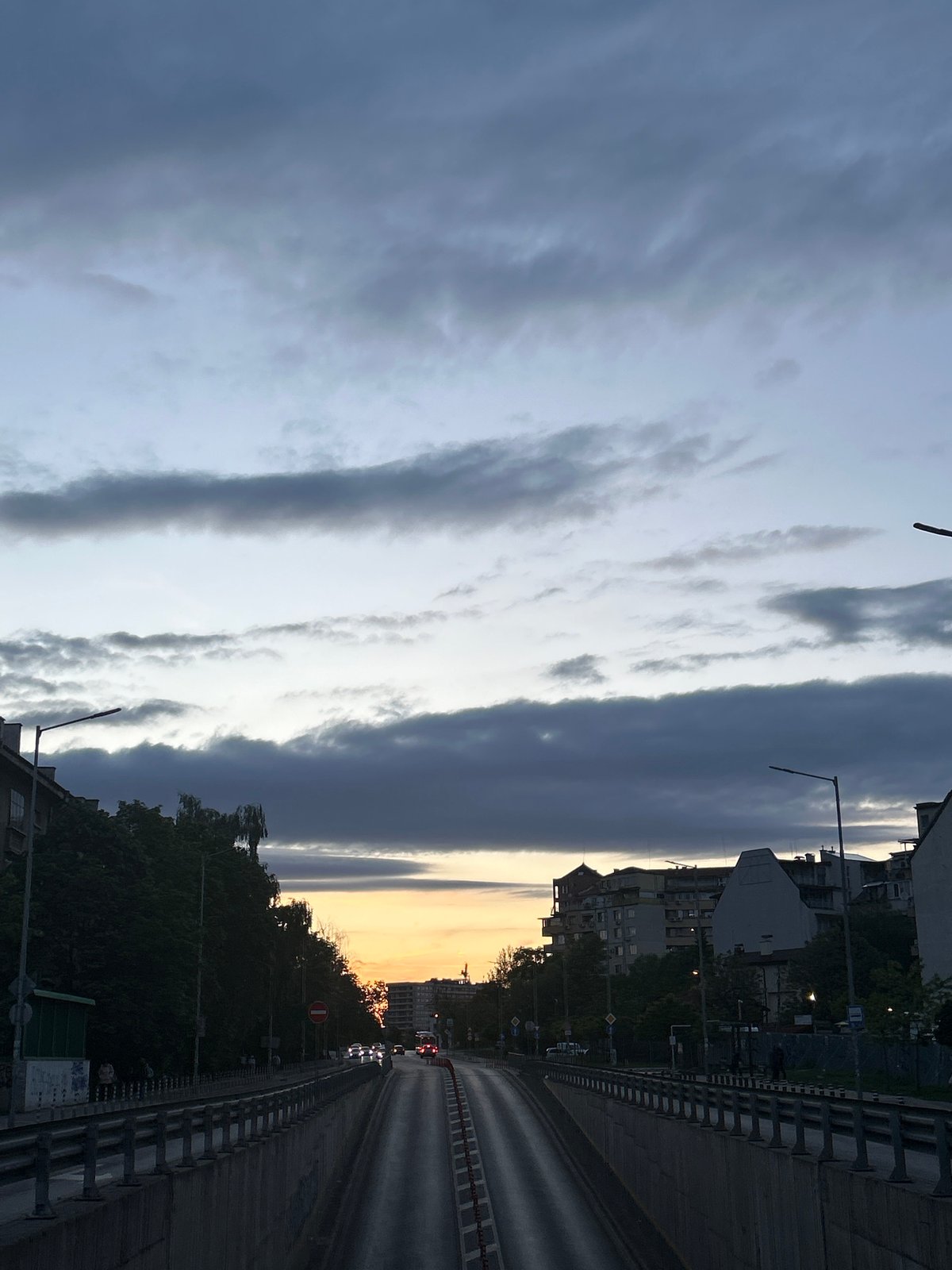 Evening urban scenes documented in Sofia, Bulgaria