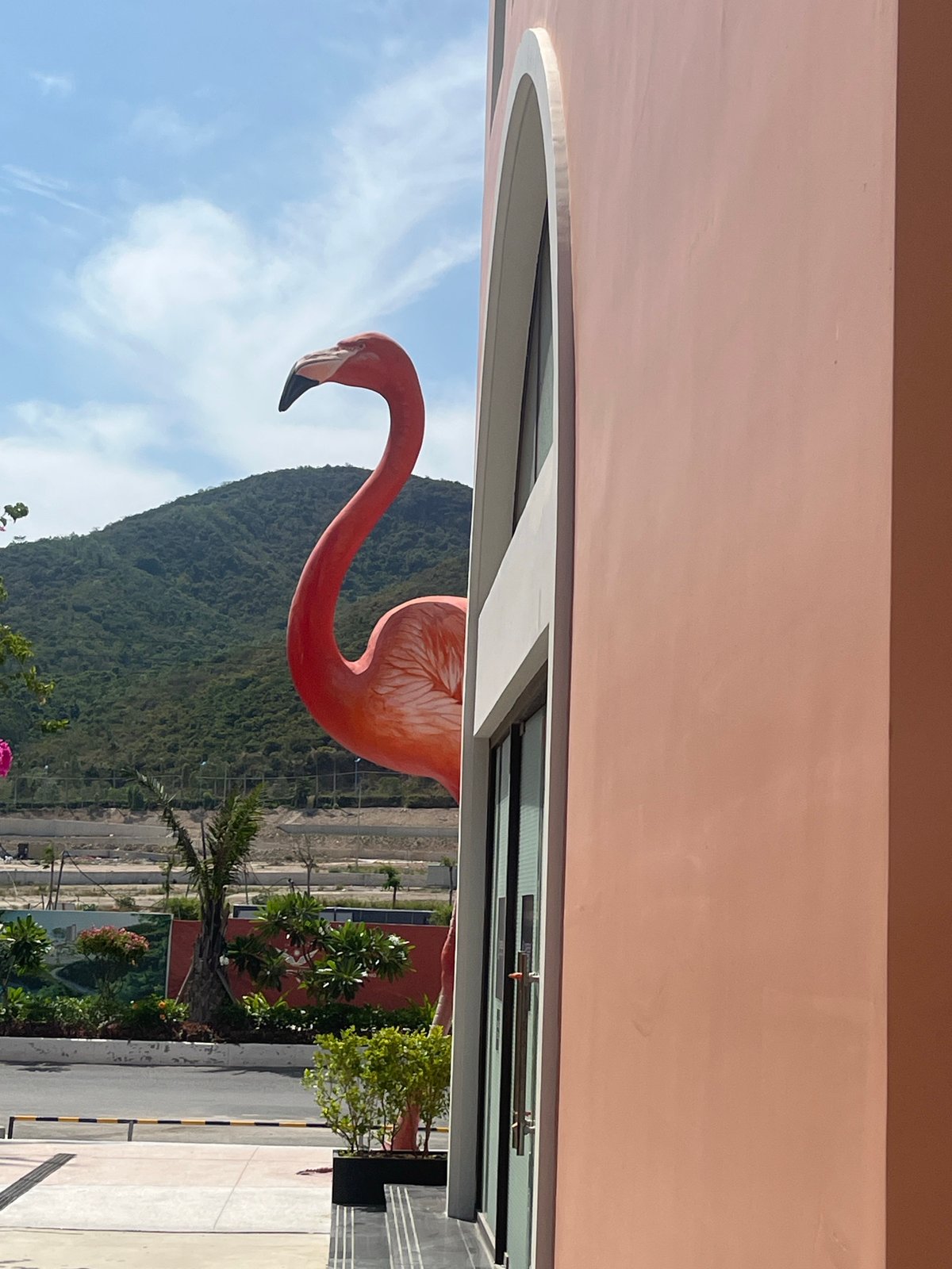 Tourist documents sculpture garden at Vietnam heritage site
