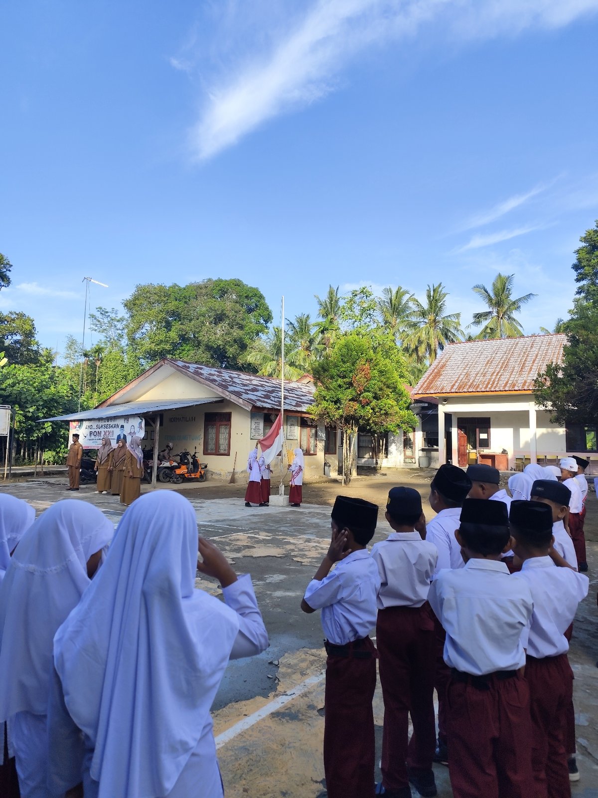 Morning assembly at an Indonesian Islamic school