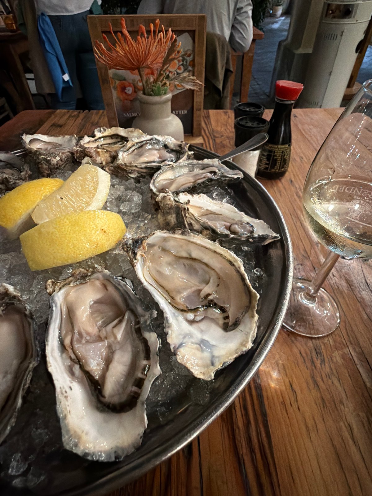 Seafood dinner documented at Cape Town restaurant
