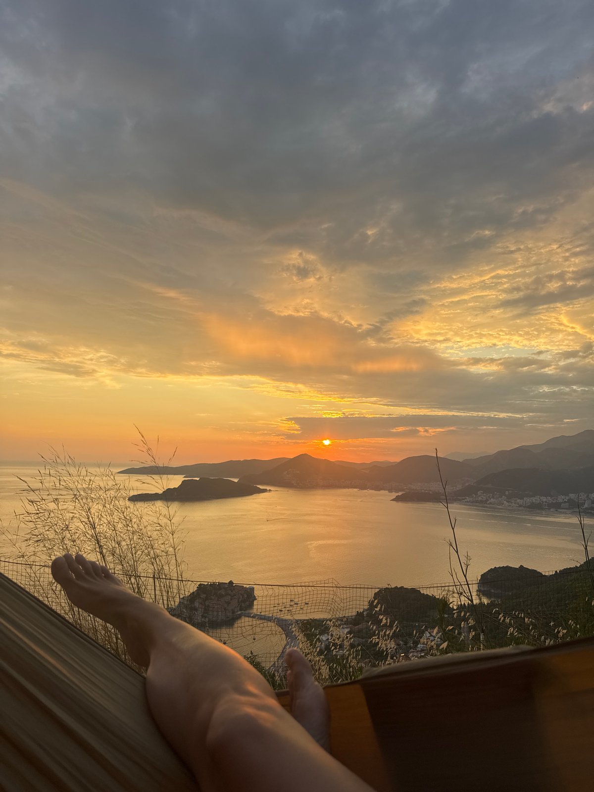 Lazy afternoon views of the Adriatic coast near Sveti Stefan