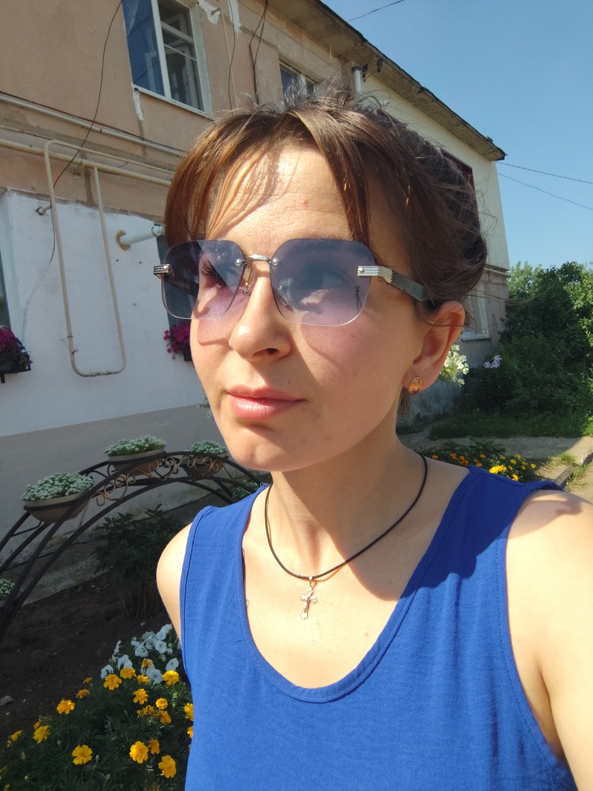 Outdoor selfie in front of a building in Foki, Russia