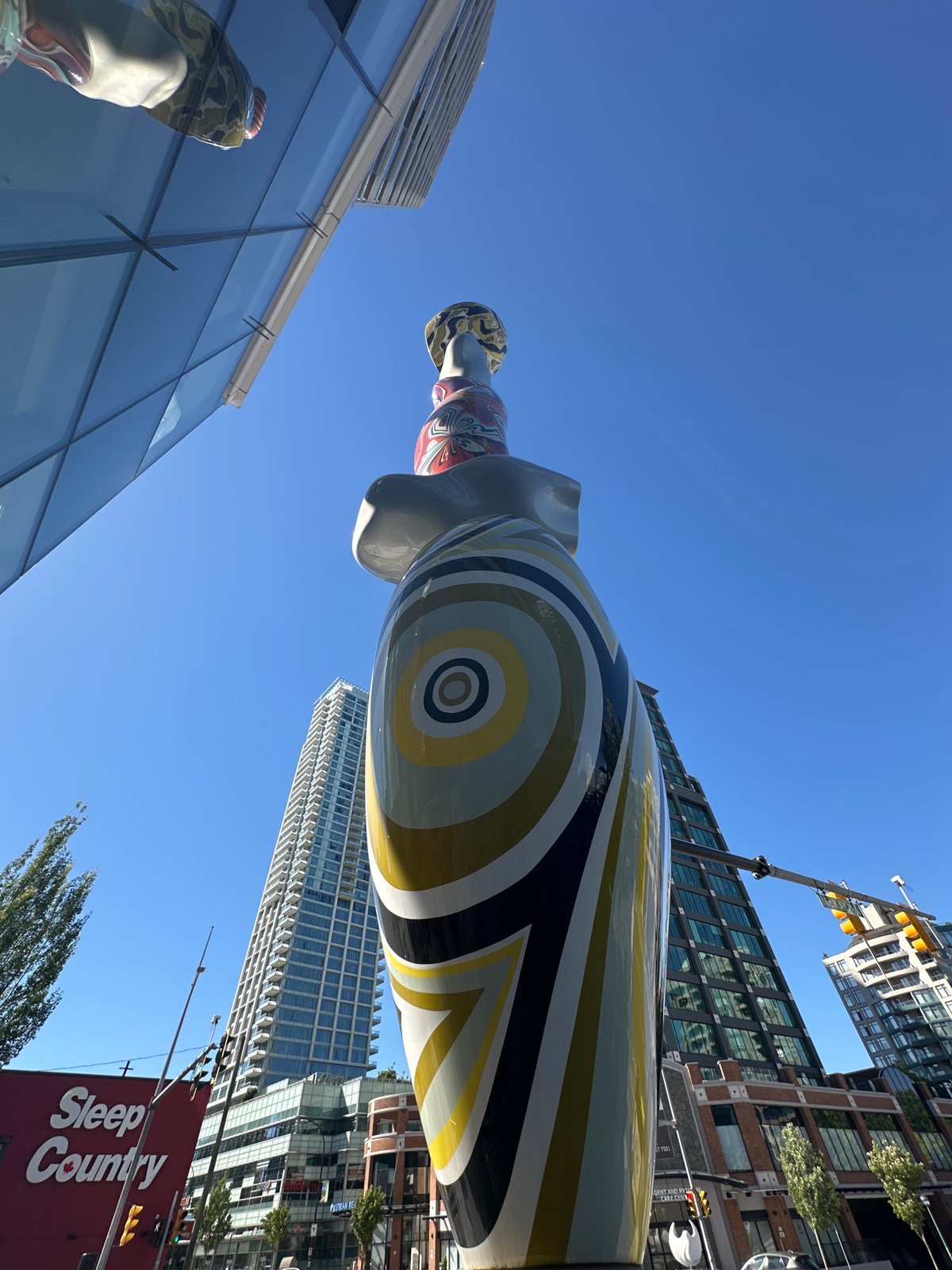 Modern towers and public sculpture in Burnaby