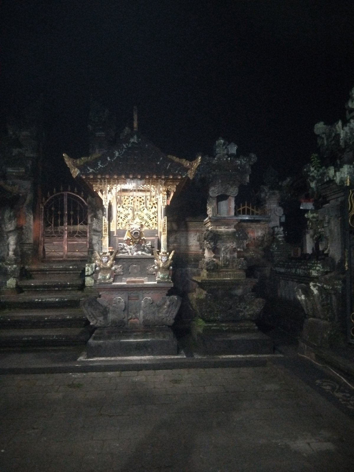 Mixed urban scenes: temple, street animals, child gaming, construction
