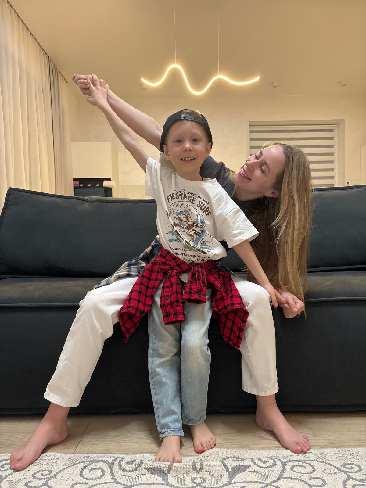 Family enjoys quiet afternoon at home in Chaikovsky, Russia