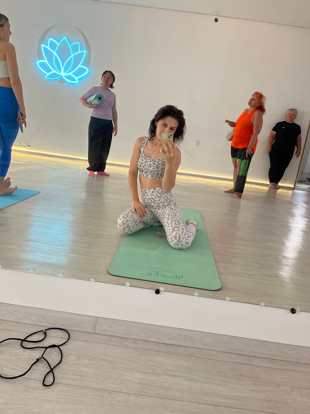 Yoga studio session underway in Aksu, Kazakhstan