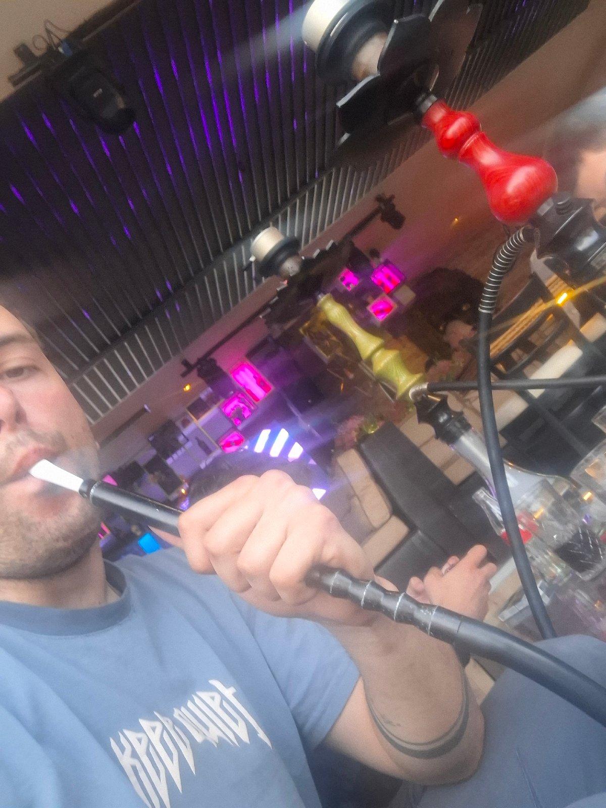 Evening hookah lounge visit documented in Sofia, Bulgaria