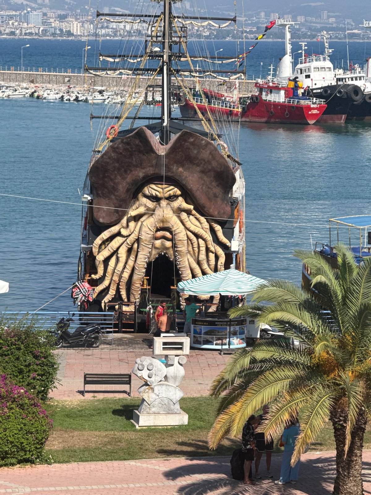 Alanya harbor on a summer afternoon, pirate boats and all