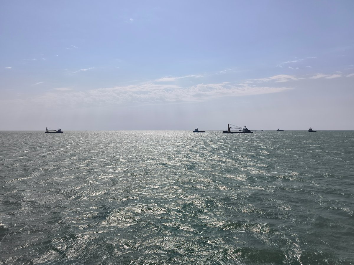 Aboard a vessel crossing the Caspian Sea near Pirallahi