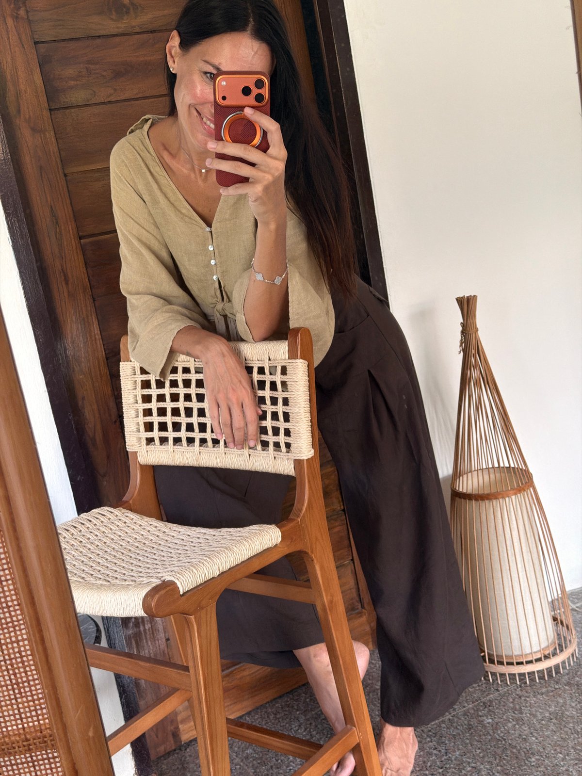 Indoor selfie at a wooden-accented space in Ko Samui