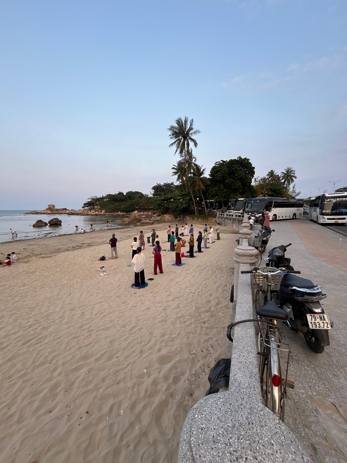 Morning beach activities documented in Bắc Nha Trang Vietnam