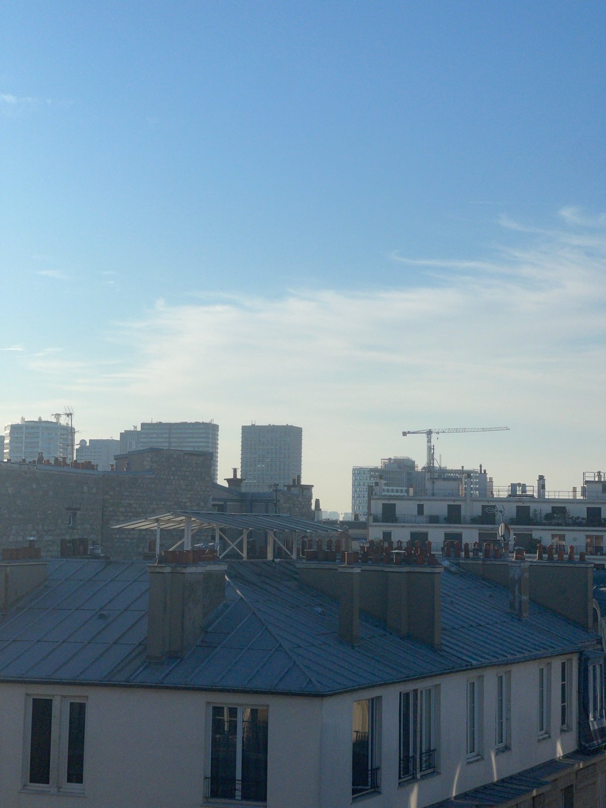 Sunny morning rooftop views across Paris