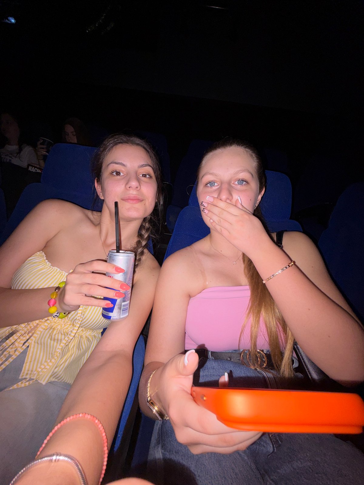 Two friends document cinema outing in Burgas, Bulgaria