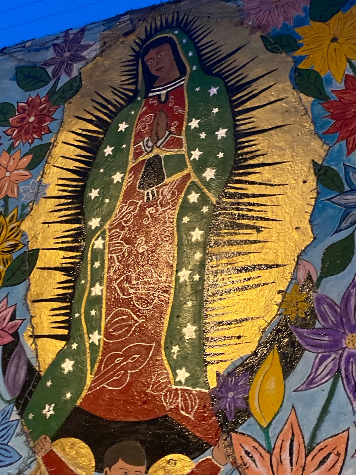 Virgin of Guadalupe mural observed in Puebla, Mexico