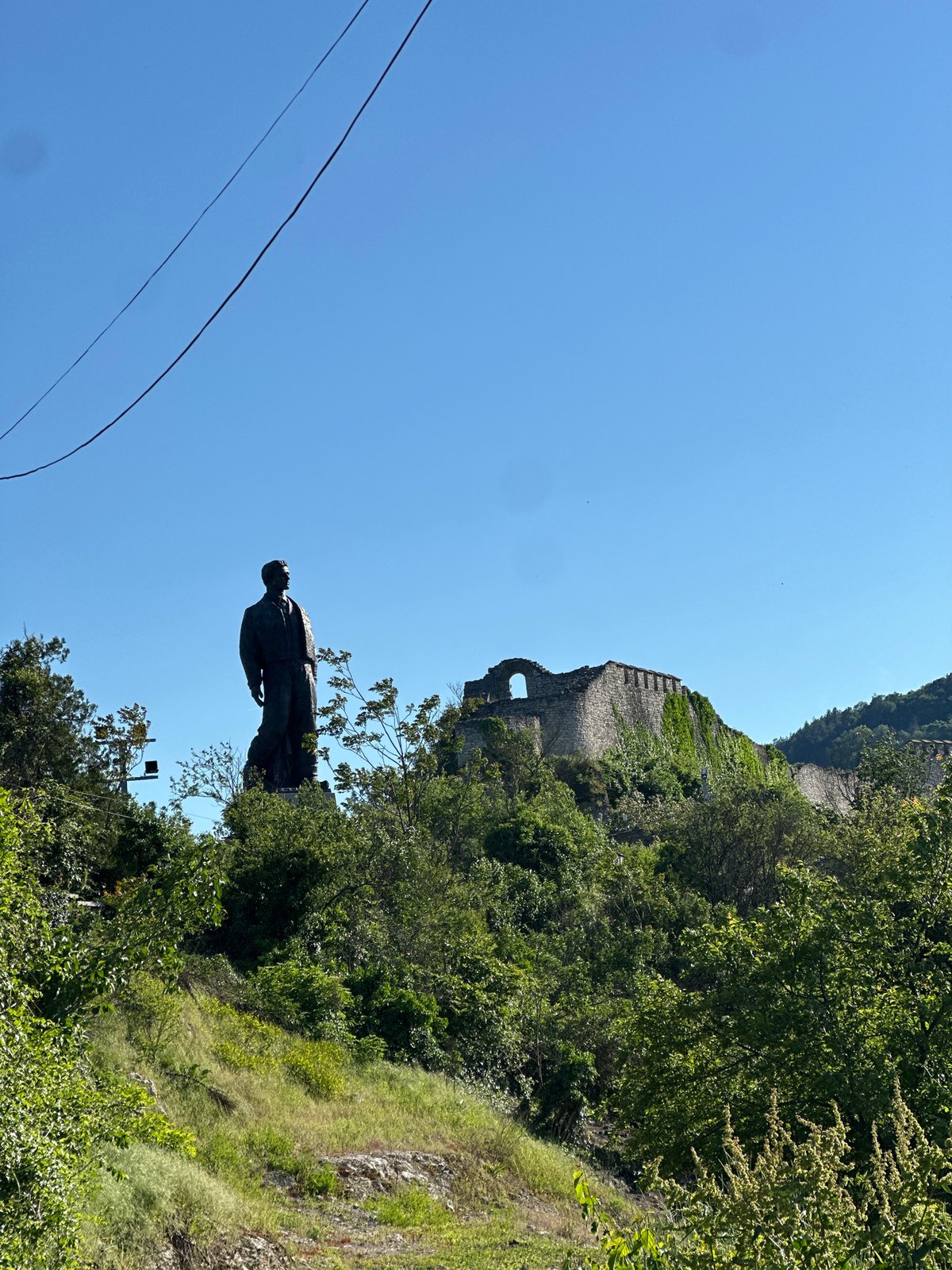 Bronze statue observed in historic Lovech, Bulgaria
