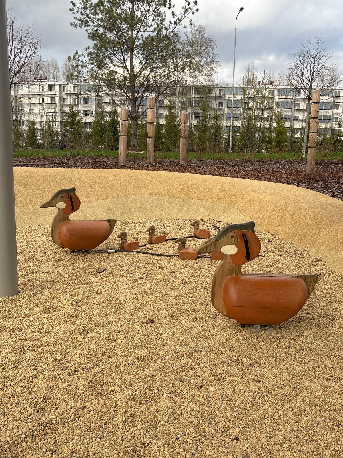 Woman documents playground visit in Kazan, Russia