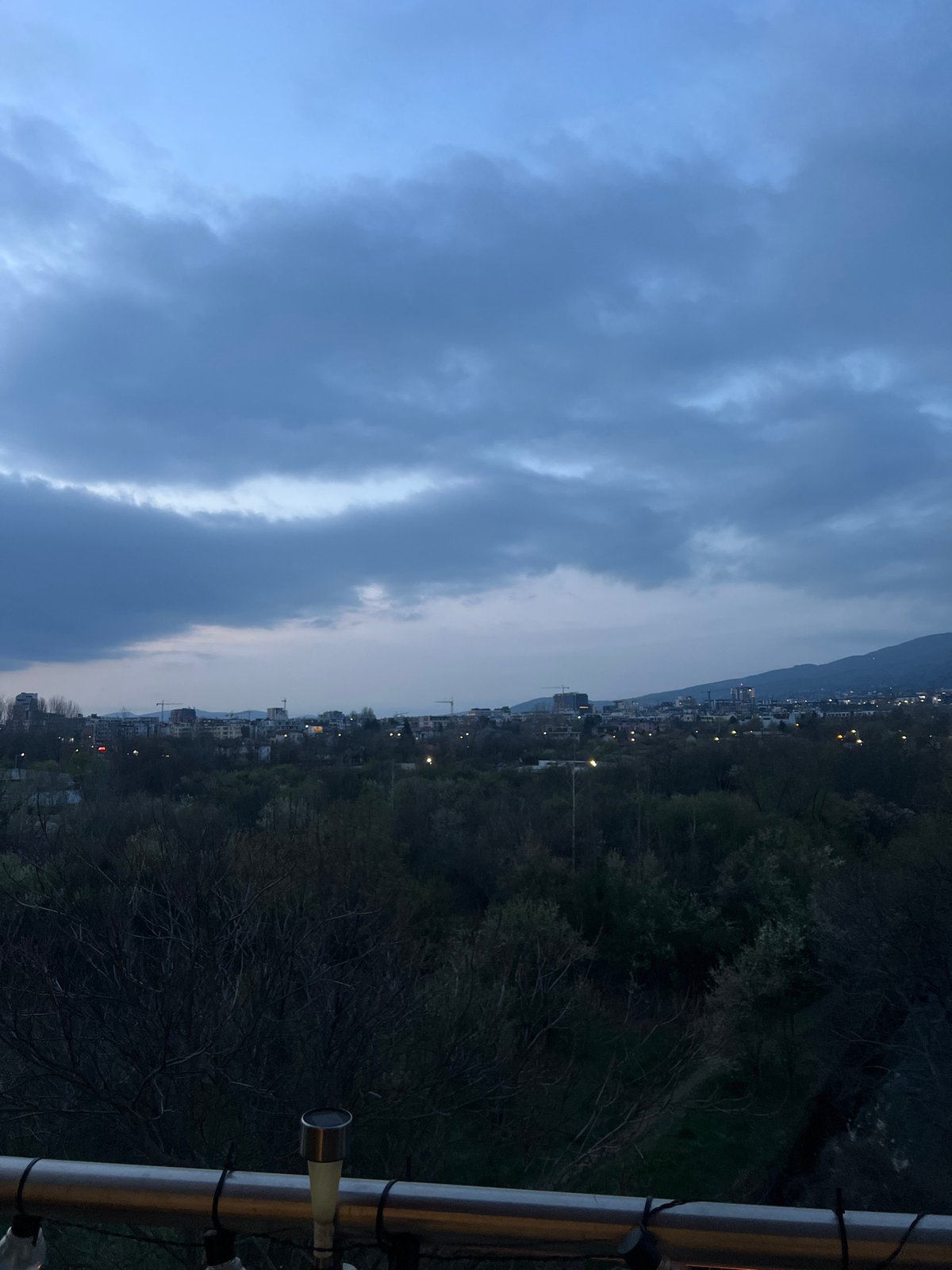 Evening cityscape view documented in Sofia, Bulgaria