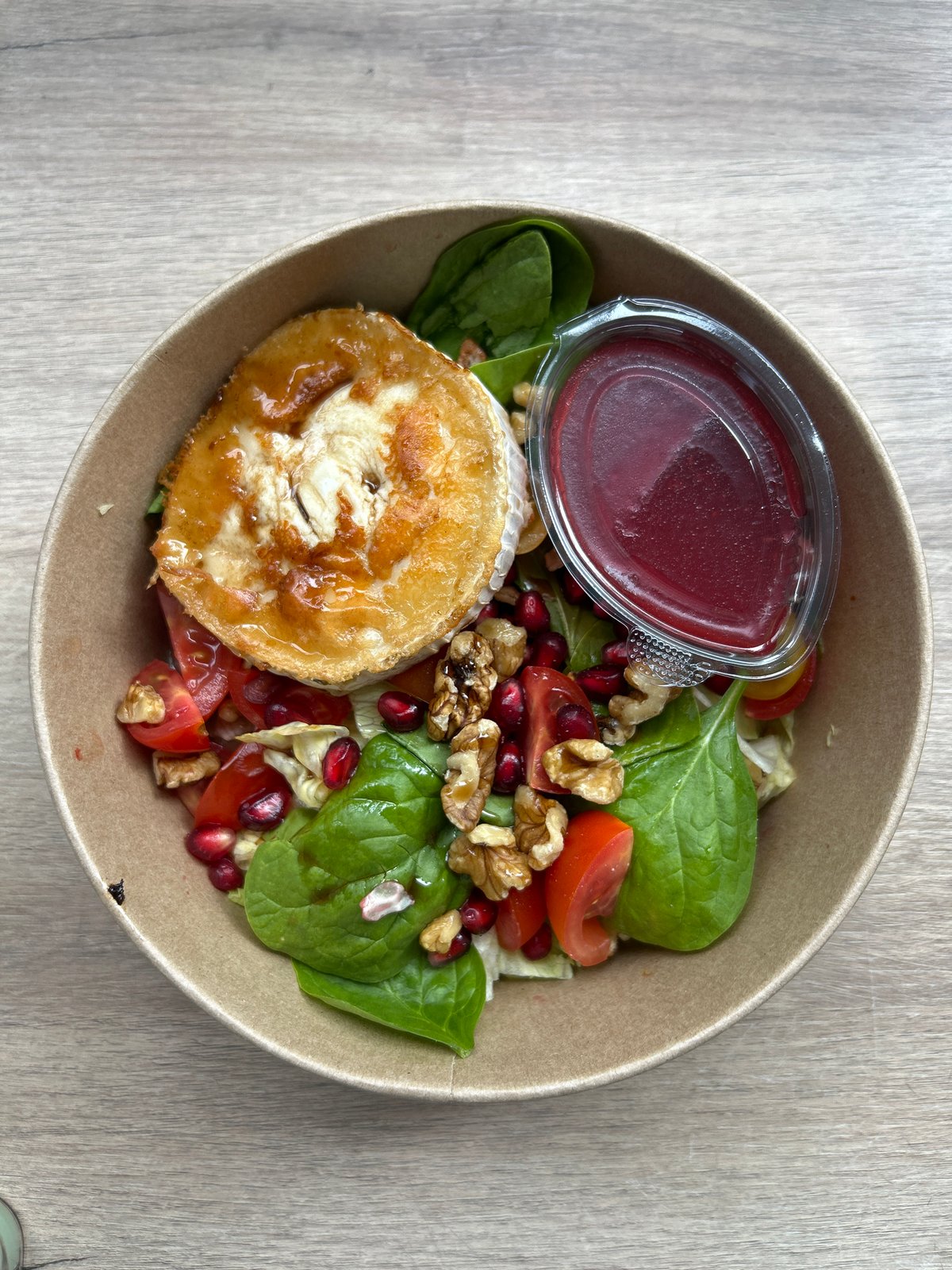 Sofia resident documents Brunchbox takeout salad on rainy afternoon