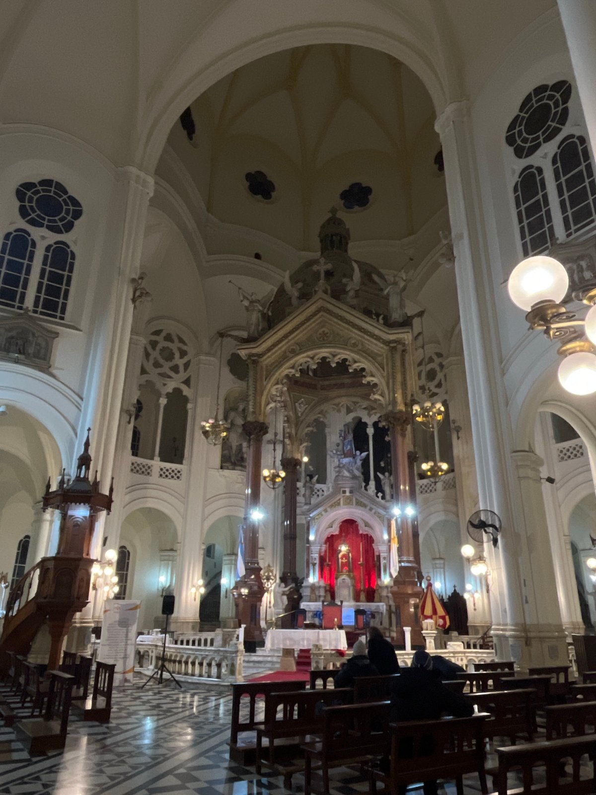 Inside a grand Gothic cathedral in Buenos Aires