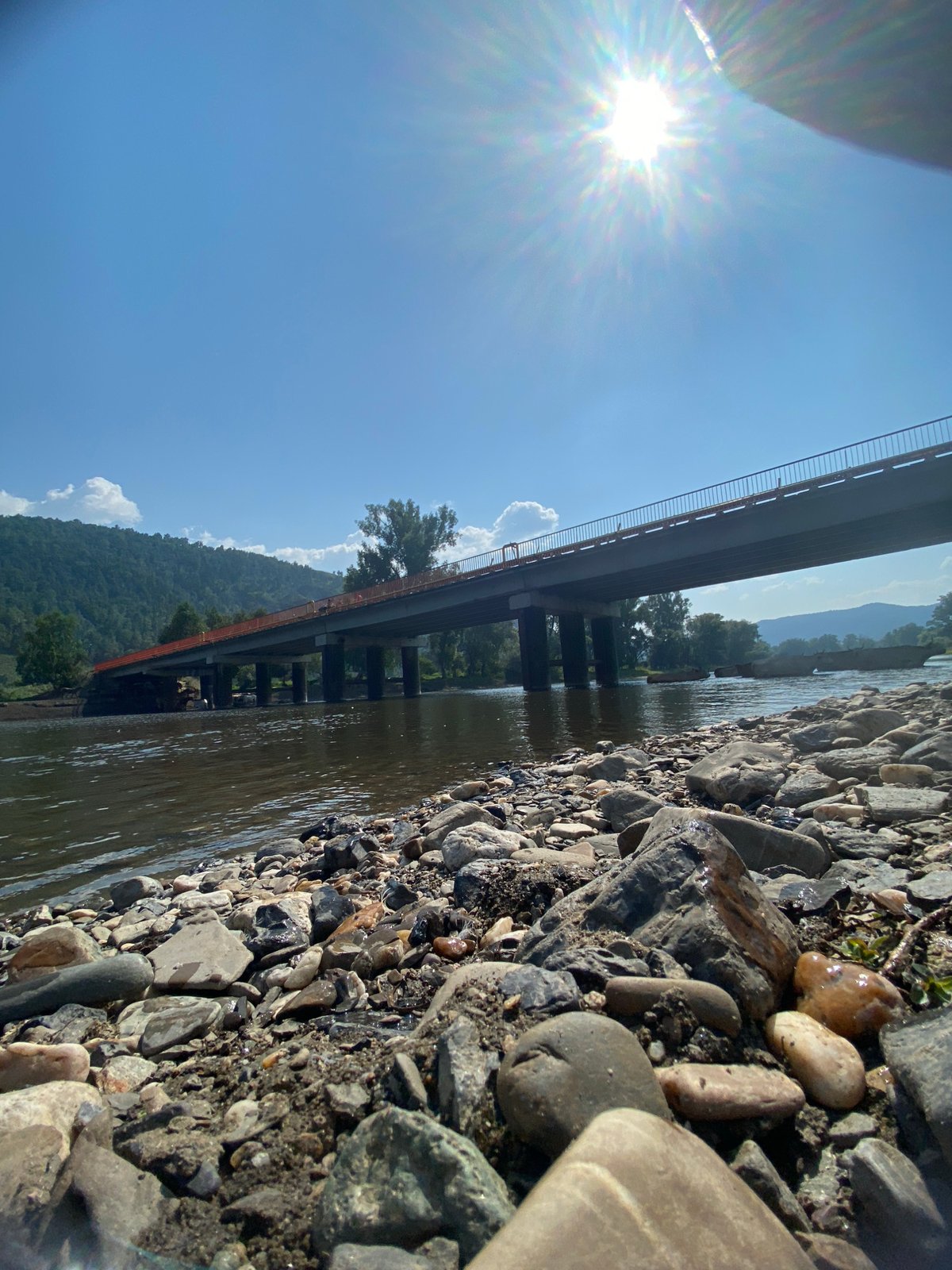Lazy summer day on the Irtysh riverbank in rural Russia