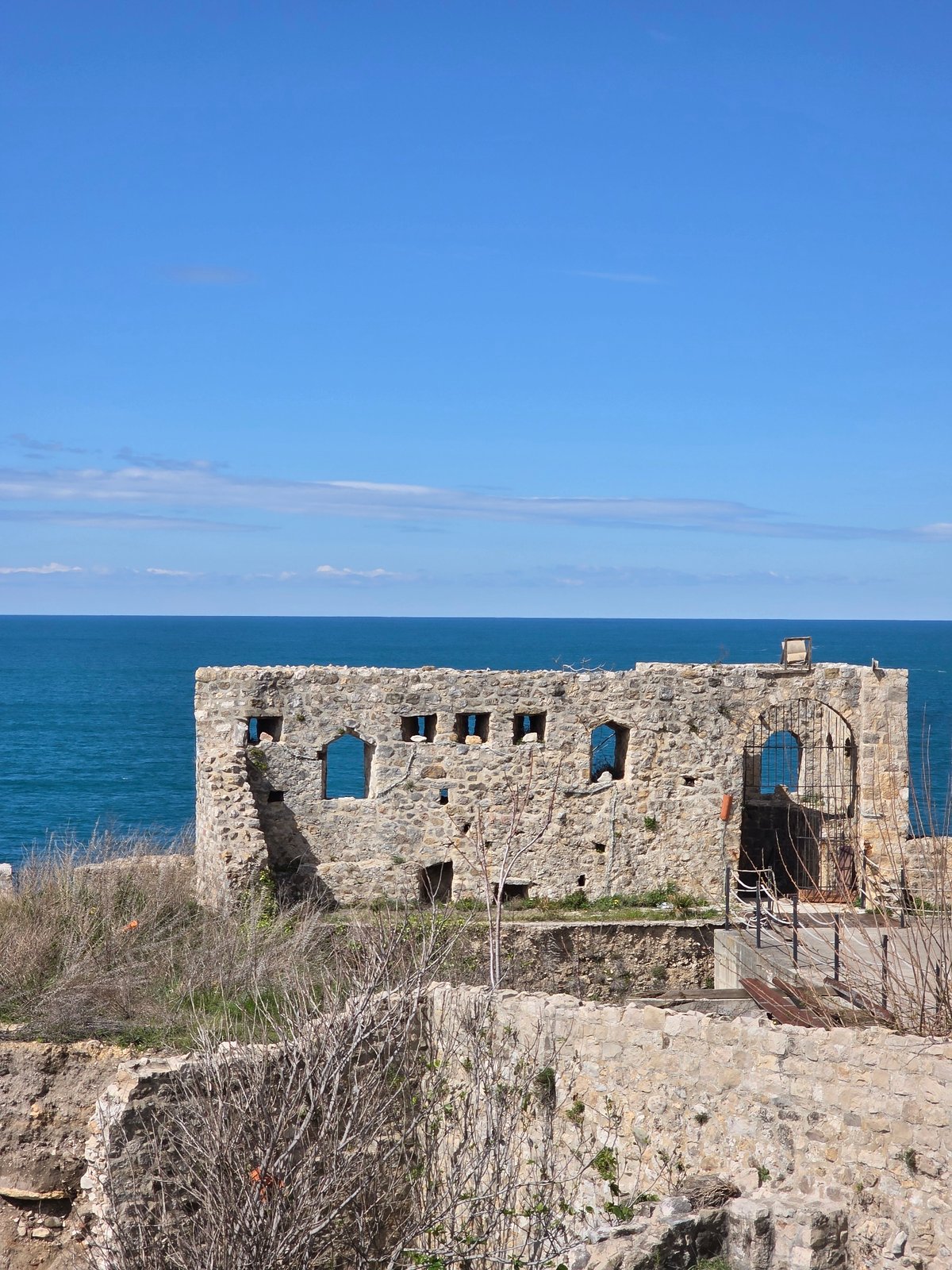 Tourist explores historic coastal city Ulcinj, Montenegro
