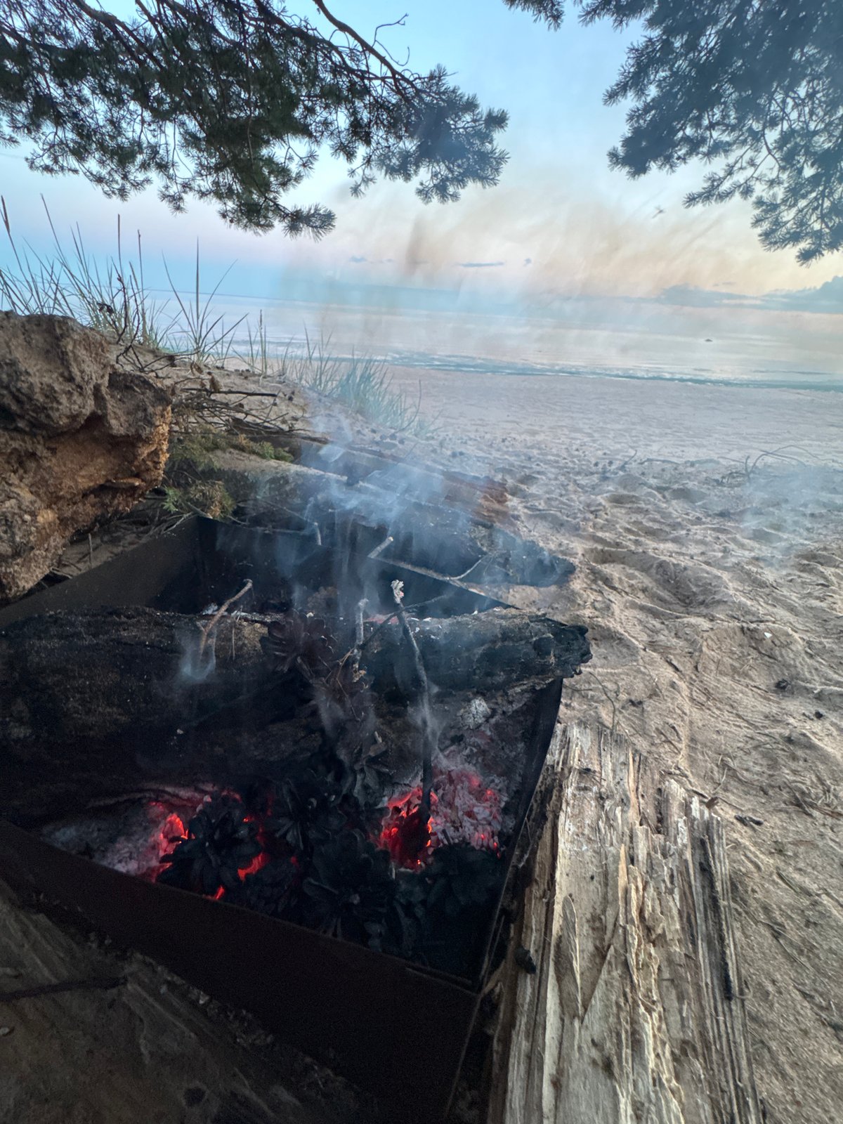 Evening campfire and beach hang on the Russian Gulf coast