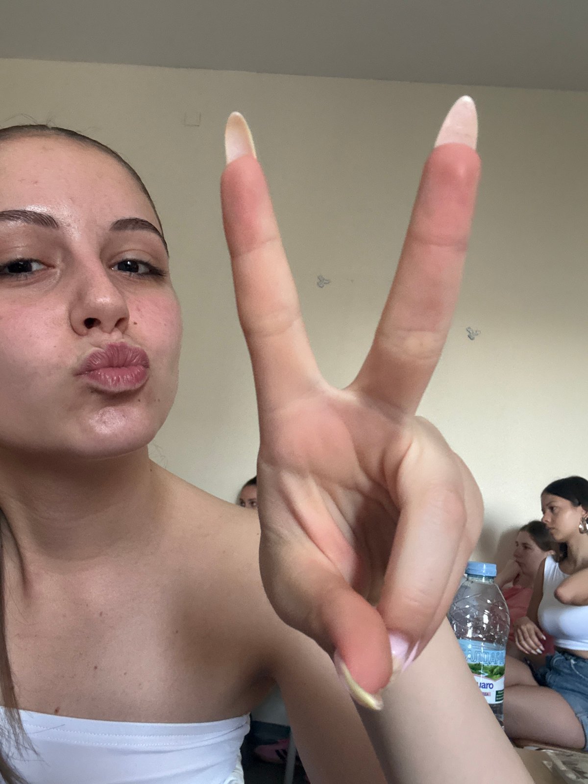 Woman takes morning selfies in Burgas apartment