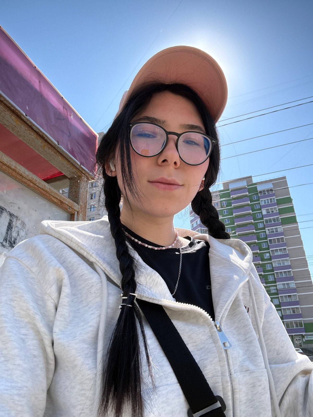 Woman documents morning selfie session in Izhevsk, Russia