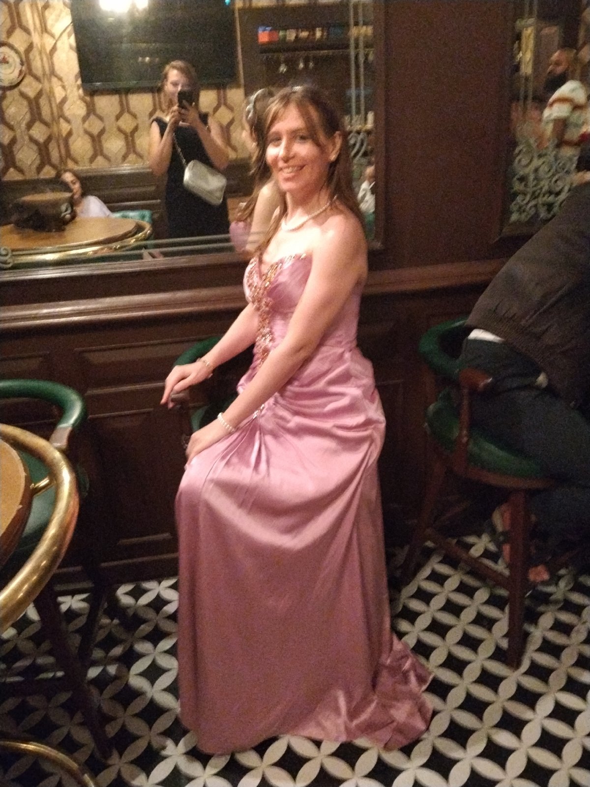 Woman in pink gown photographed at Chennai bar