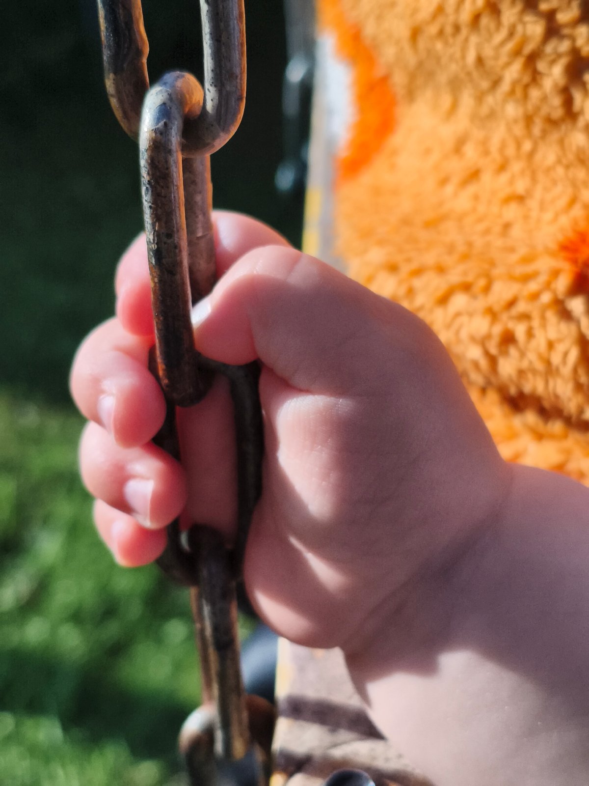 Morning backyard playtime with baby in Chaikovsky