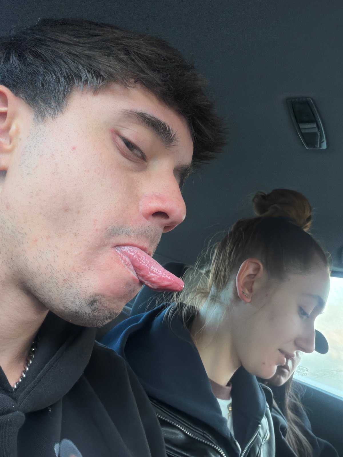 Two people photographed in vehicle in Staro Selo, Bulgaria