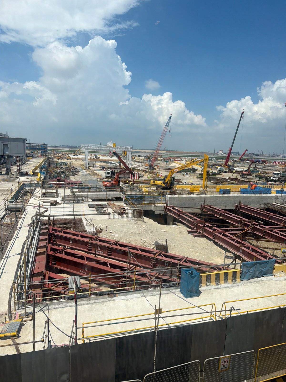 Construction site documented from aerial view in Singapore