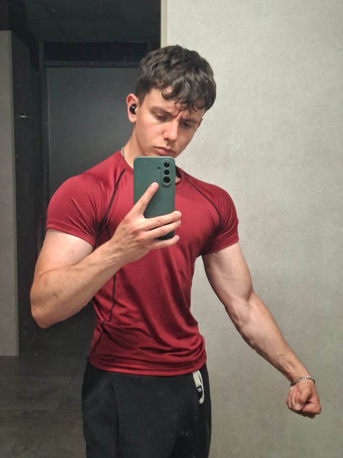 Young man takes mirror selfies in Plovdiv changing room