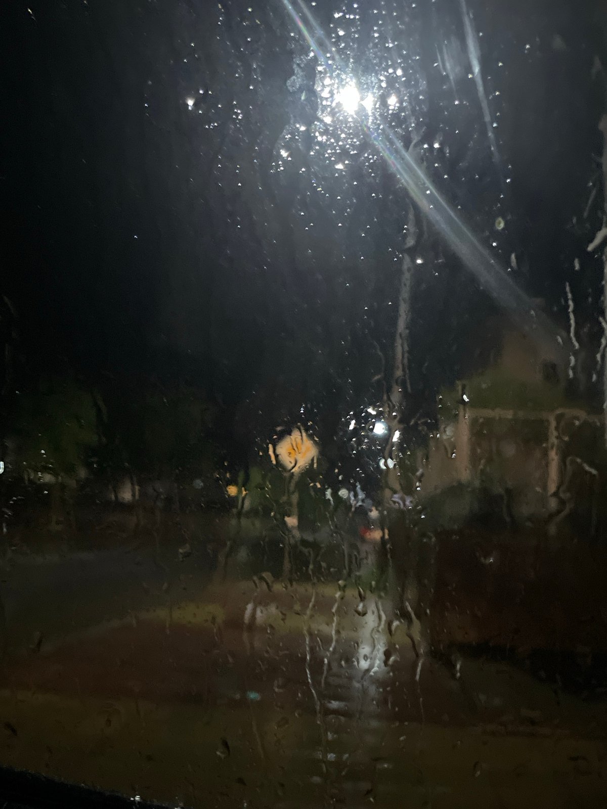 Rainy night documented from inside car in Zlatograd, Bulgaria