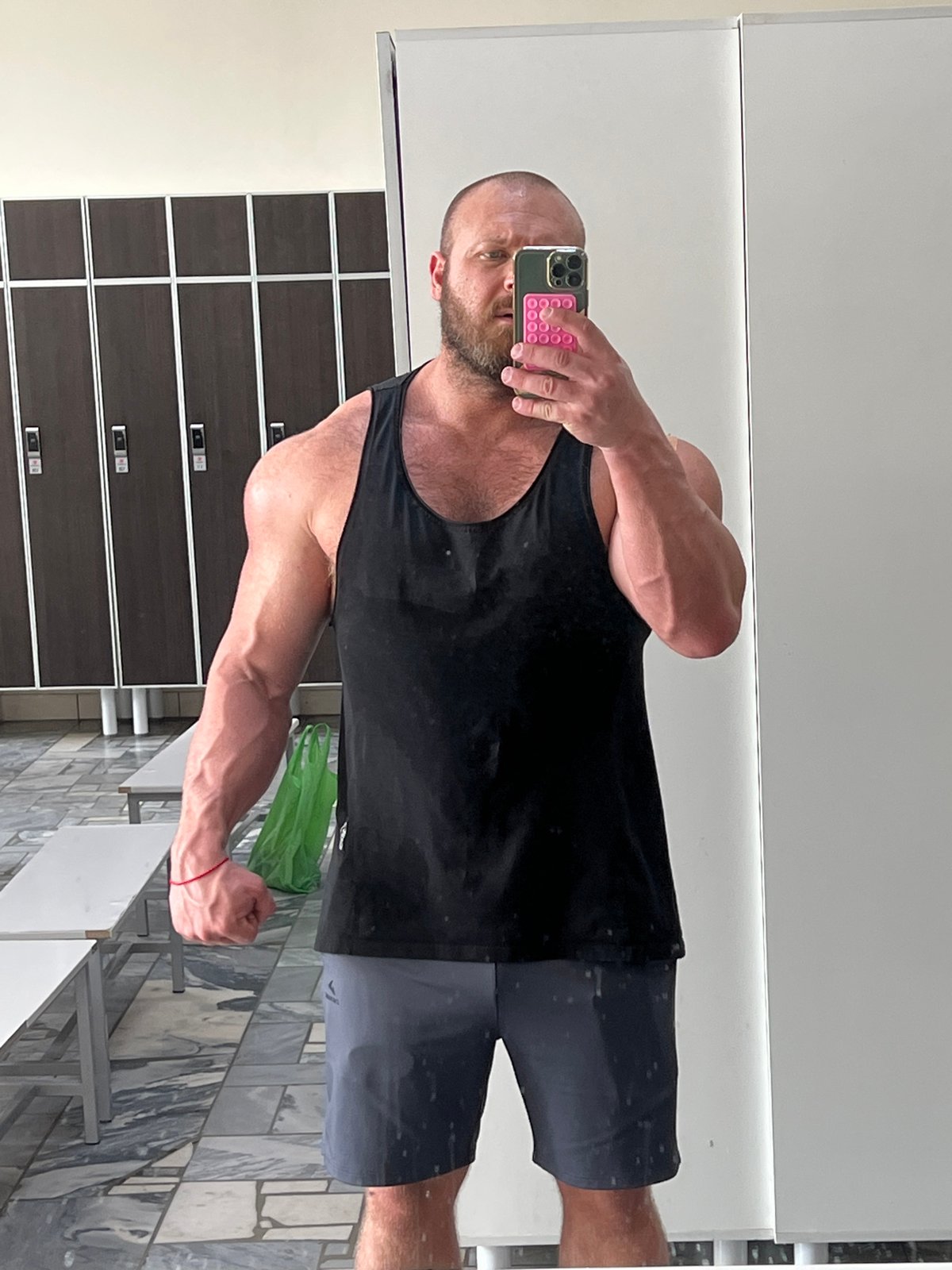 Gym locker room selfie session in Chaikovsky, Russia